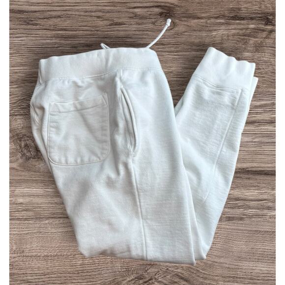 Champion Reverse Weave Sweatpants White Womens Medium Athleisure Pockets Jogger - Picture 1 of 9